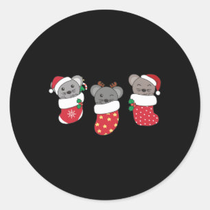 Cute Mice In Christmas Stockings For Christmas Mou Classic Round Sticker