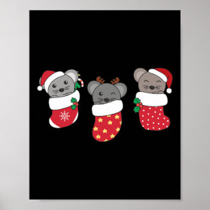 Cute Mice In Christmas Stockings For Christmas Mou Poster
