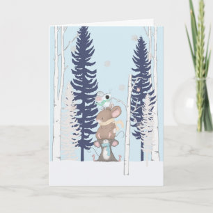 Cute Mice in the Snow Christmas Card
