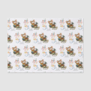 Cute Mice Jingle All The Way Glitter Name Tissue Paper
