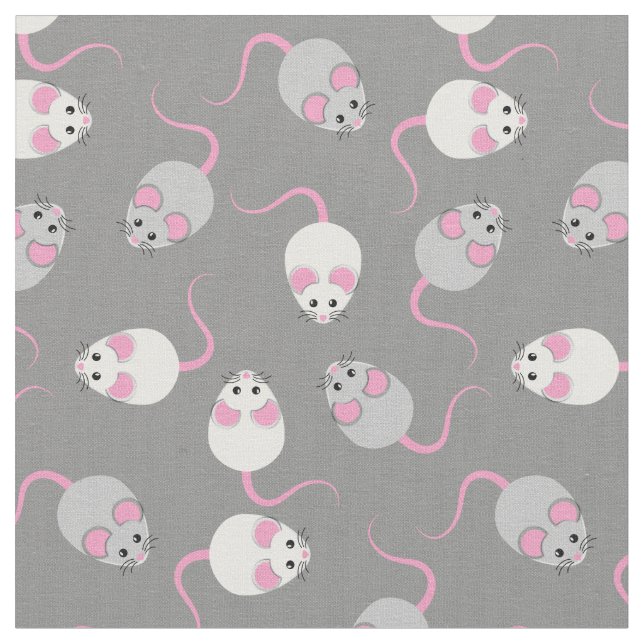 Cute Mice Mouse Animals Fabric (Close Up)