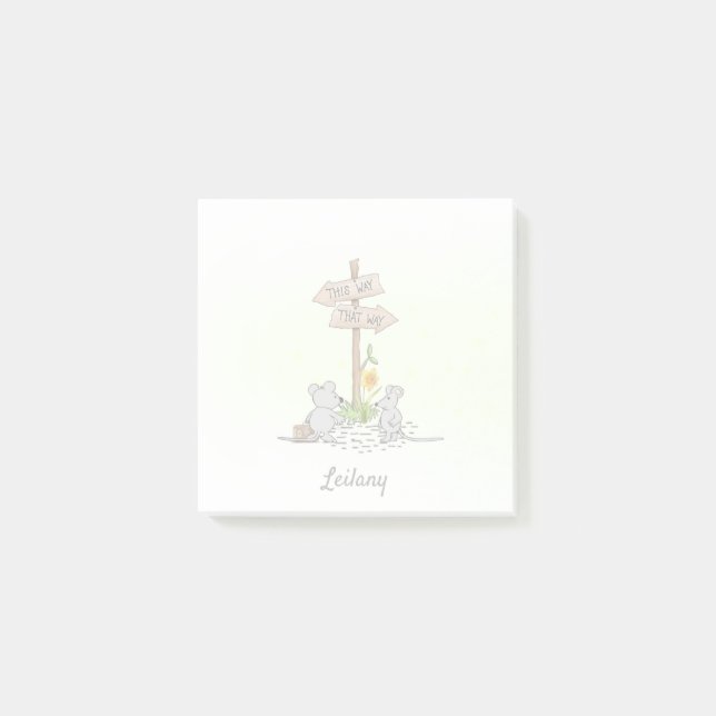 Cute Mice Watercolor Yellow Custom  Post-it Notes (Front)