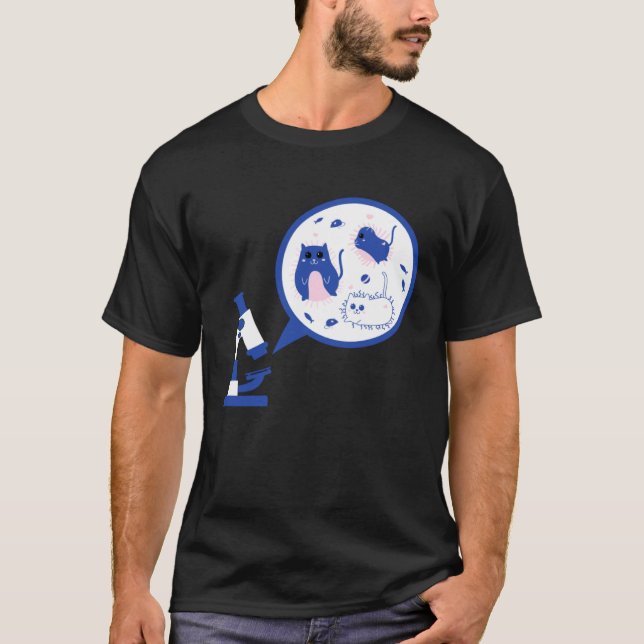 Cute Microbiology Cat Bacteria Science Lab T-Shirt (Front)