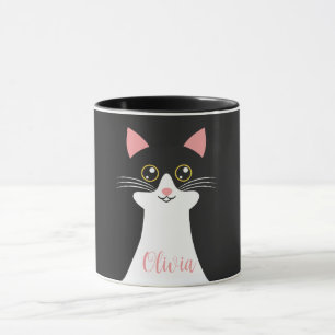 Cute Mid Century black cat portrait Mug