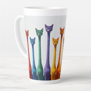 Cute mid century modern colourful retro cat  latte mug