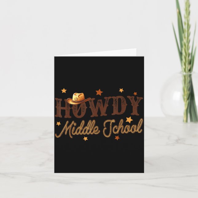 Cute Middle School Teacher Rodeo Western Howdy Mid Card (Front)