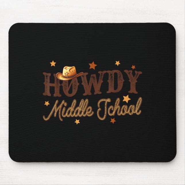 Cute Middle School Teacher Rodeo Western Howdy Mid Mouse Mat (Front)