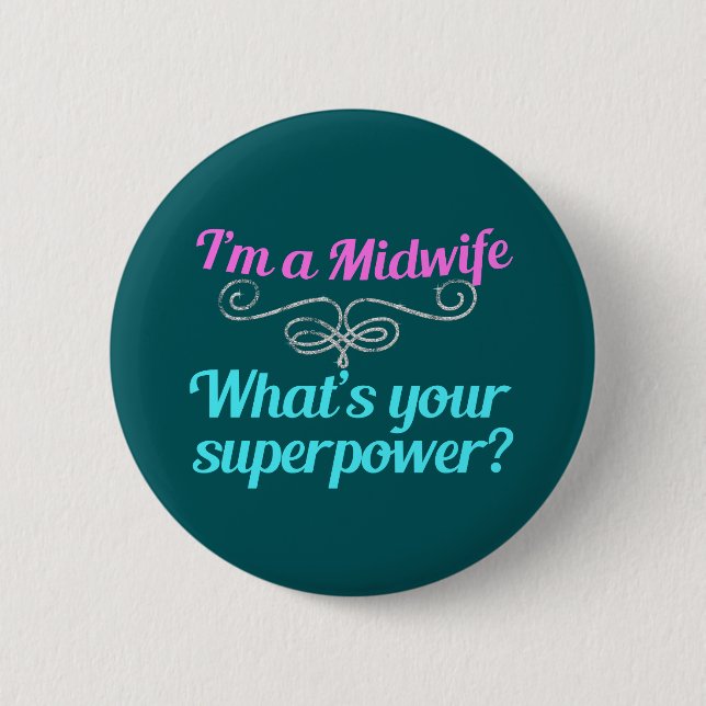 Cute Midwife Superhero 6 Cm Round Badge (Front)
