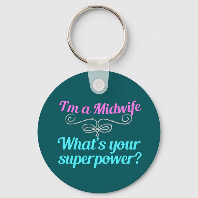 Cute Midwife Superhero Key Ring (Front)