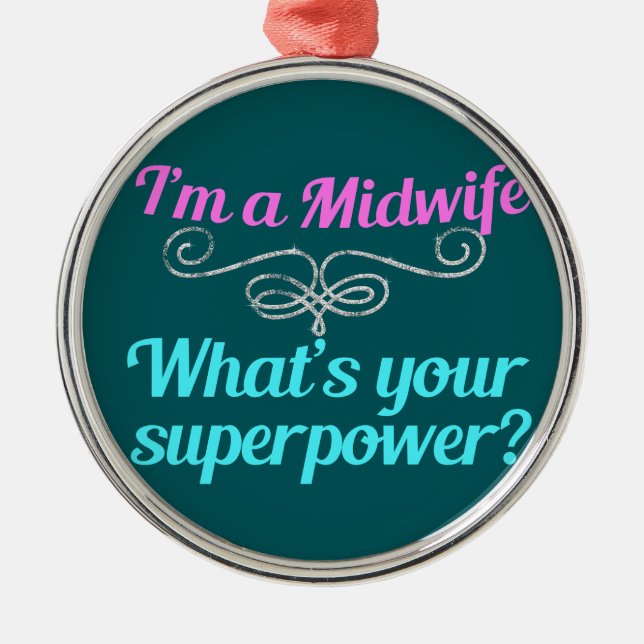 Cute Midwife Superhero Metal Tree Decoration (Front)
