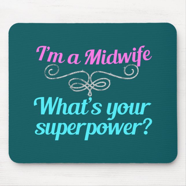 Cute Midwife Superhero Mouse Mat (Front)
