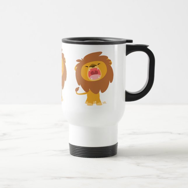 Cute Mighty  Roaring Lion Cartoon Commuter Mug (Right)
