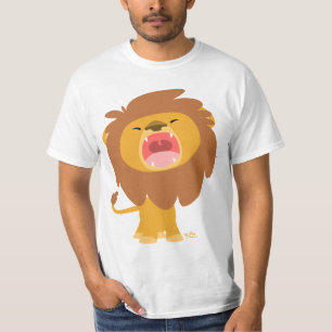 Cute Mighty  Roaring Lion Cartoon Ringer T-shirt