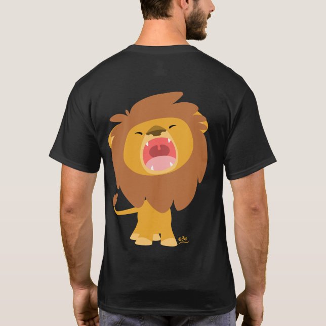 Cute Mighty  Roaring Lion Cartoon T-shirt (back) (Back)