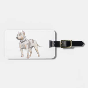 Cute & Mighty Watercolor Sketch Pit Bull Dog Luggage Tag