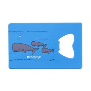 Cute migrating cartoon whales illustration