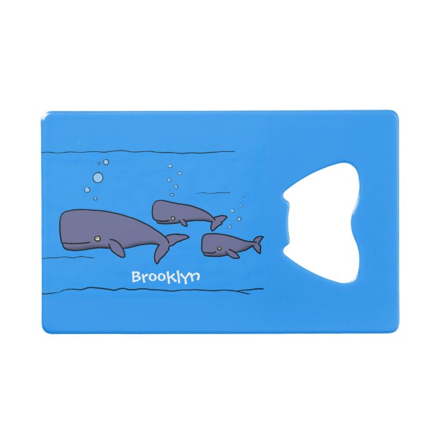 Cute migrating cartoon whales illustration (Front (Horizontal))