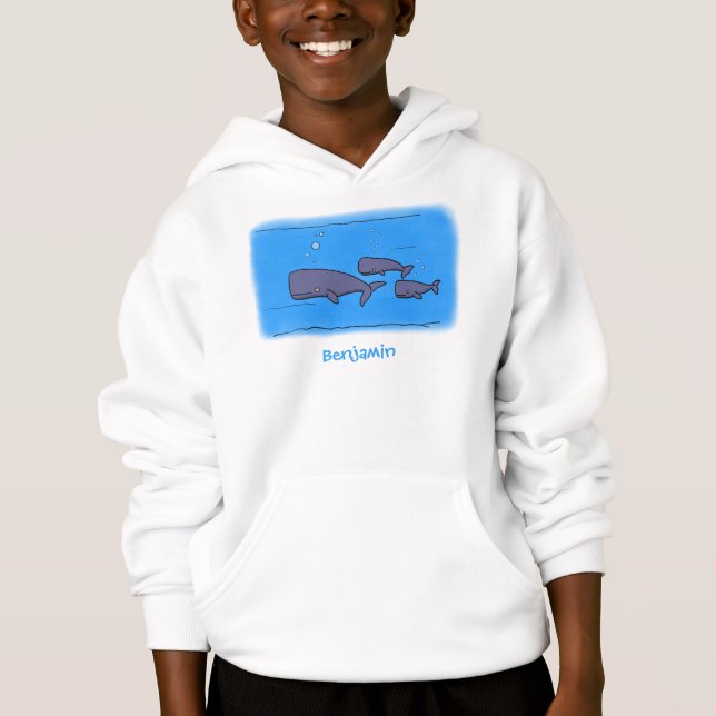 Cute migrating cartoon whales illustration (Front)
