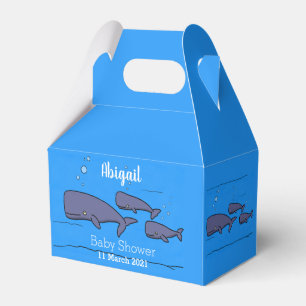 Cute migrating cartoon whales illustration  favour box