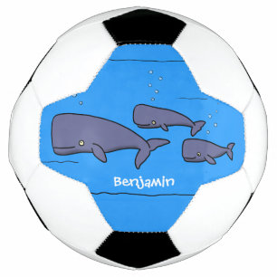 Cute migrating cartoon whales illustration football