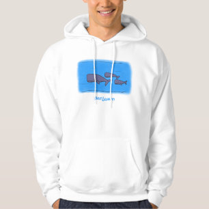 Cute migrating cartoon whales illustration hoodie
