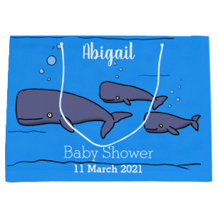 Cute migrating cartoon whales illustration  large gift bag