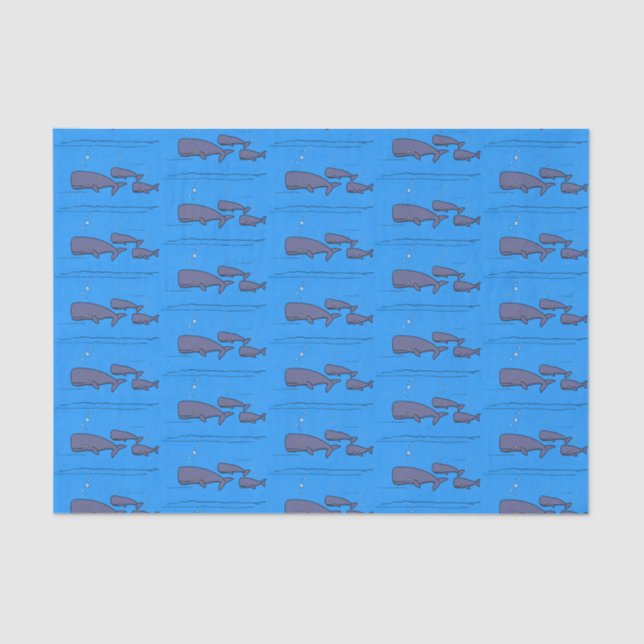 Cute migrating cartoon whales illustration tissue paper (Front)