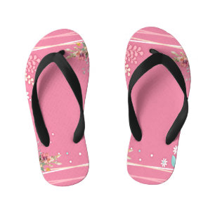 Cute Mild Tone Pastel Soft Pink Floral Kid's Flip Kid's Flip Flops