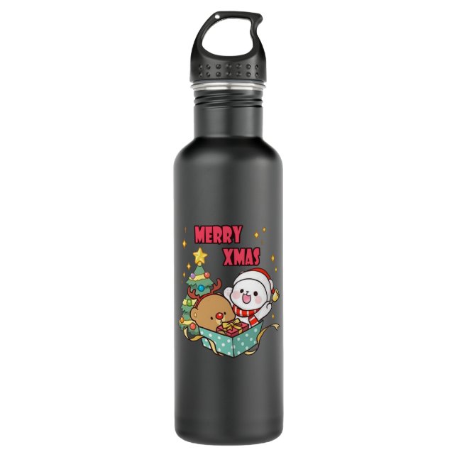 Cute Milk and Mocha merry_xmas 710 Ml Water Bottle (Front)