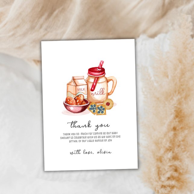 Cute Milk & Cookie Gender Neutral Baby Shower  Thank You Card (Cute Milk & Cookie Gender Neutral Baby Shower Thank You Card)