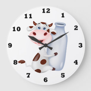 Cute milk cow kitchen decor large clock