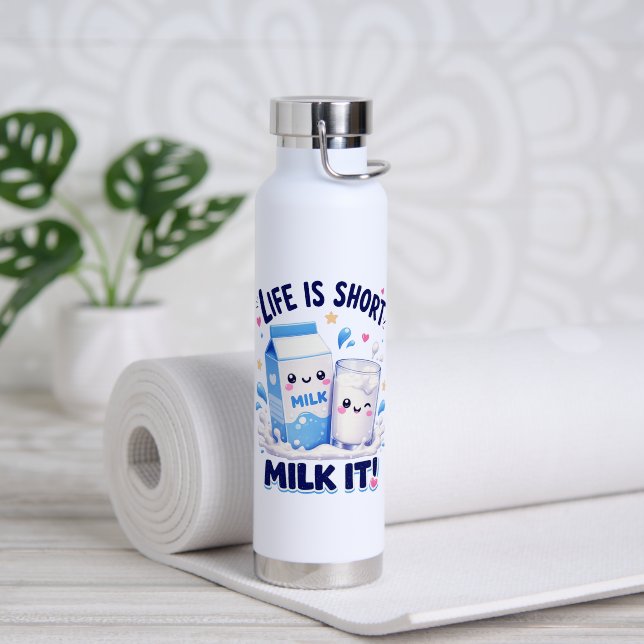 Cute Milk Lover Water Bottle (Yoga (Rotated))