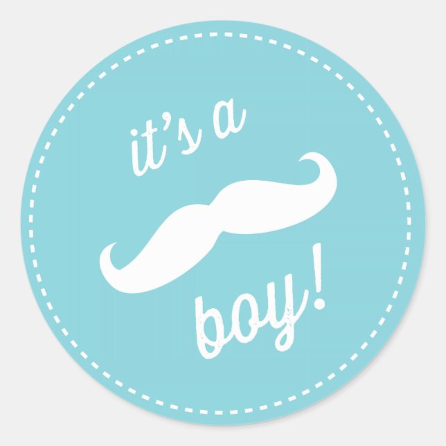 Cute Milk Moustache Baby Shower Stickers (Front)