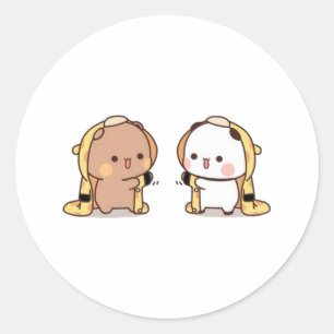 Cute Milk Peach Bears Classic Round Sticker