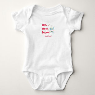 Cute "Milk. Sleep. Repeat." Baby Crib & Rainbow Bodysuit