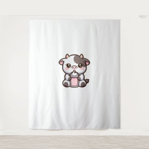 Cute Milkshake Lover Little Calf Frozen Joghurt Ba Tapestry