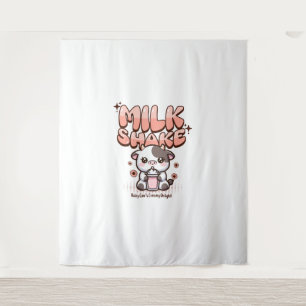 Cute Milkshake Lover Little Calf Frozen Joghurt Ba Tapestry