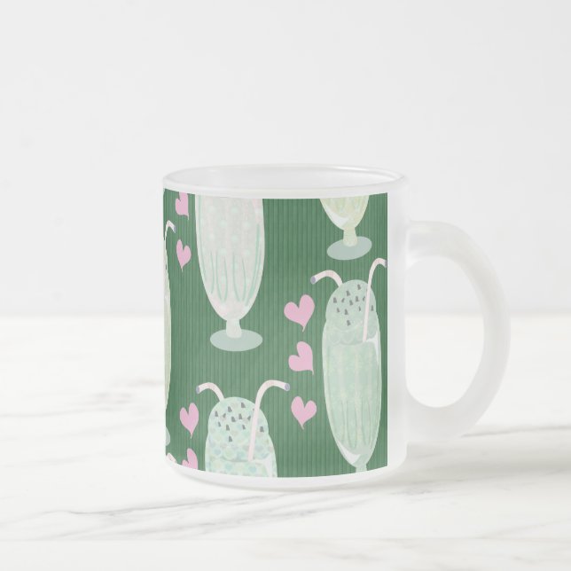 Cute Milkshakes Pattern Frosted Glass Coffee Mug (Right)