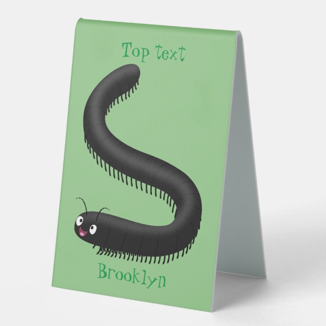 Cute millipede cartoon illustration (Front)