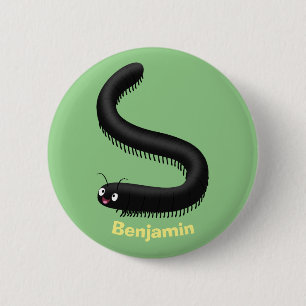 Cute millipede cartoon illustration 6 cm round badge
