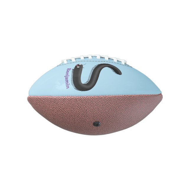 Cute millipede cartoon illustration american football (Rotated 270)