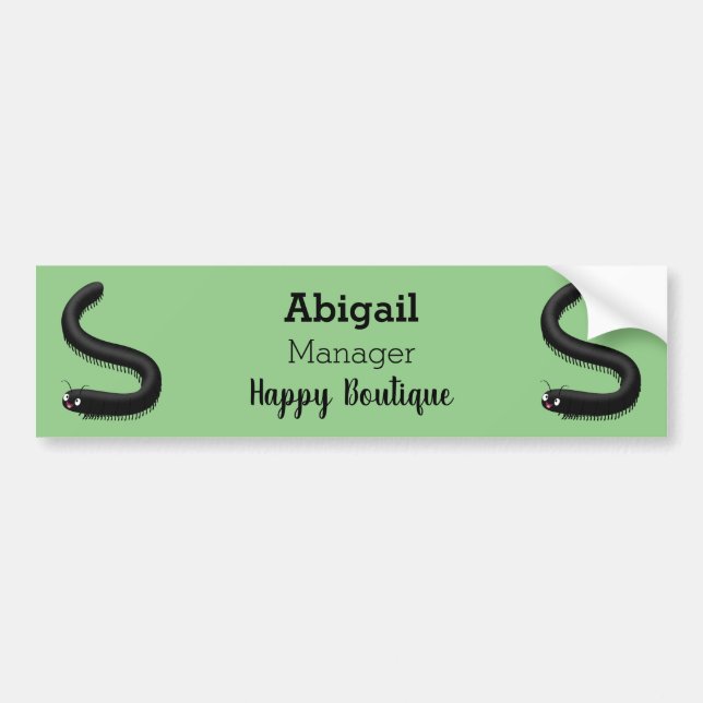 Cute millipede cartoon illustration bumper sticker (Front)