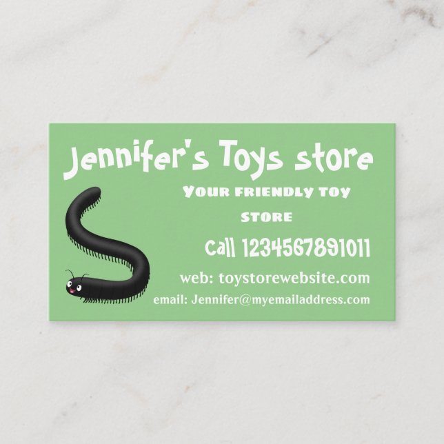 Cute millipede cartoon illustration business card (Front)