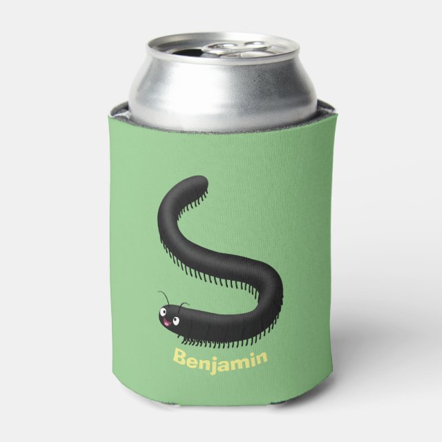 Cute millipede cartoon illustration can cooler (Can Front)