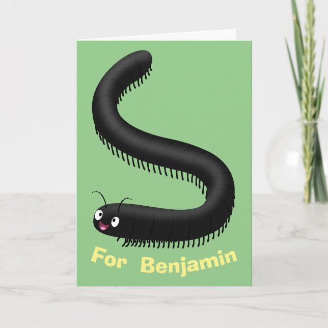 Cute millipede cartoon illustration card (Front)