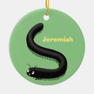 Cute millipede cartoon illustration ceramic tree decoration