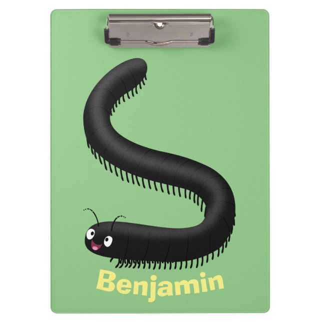 Cute millipede cartoon illustration clipboard (Front)