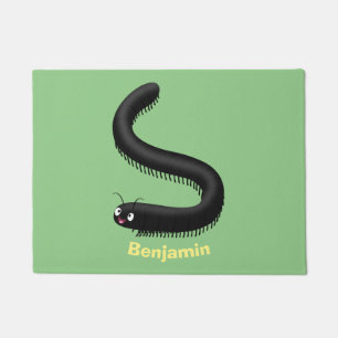 Cute millipede cartoon illustration doormat
