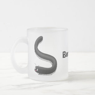 Cute millipede cartoon illustration frosted glass coffee mug