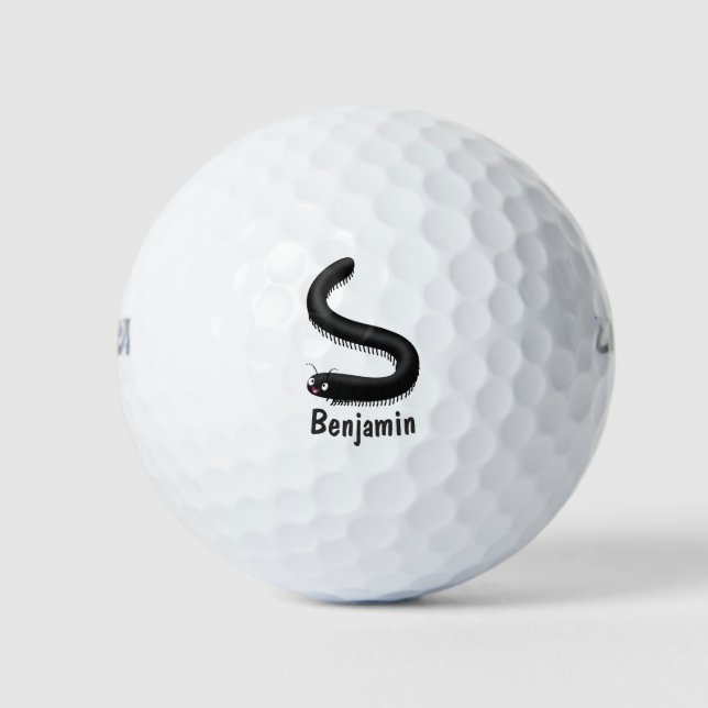 Cute millipede cartoon illustration golf balls (Front)
